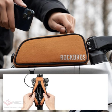 Torba rowerowa Rockbros TL004 ROAD TO SKY 0,7 l na ramę wodoodporna - pomarańczowa