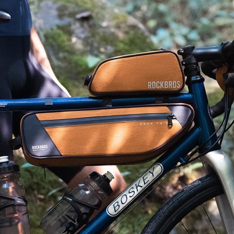 Torba rowerowa Rockbros TL004 ROAD TO SKY 0,7 l na ramę wodoodporna - pomarańczowa