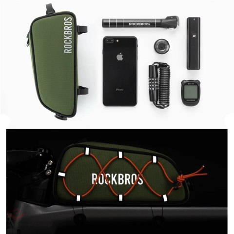 Torba rowerowa Rockbros TL004 ROAD TO SKY 0,7 l na ramę wodoodporna - zielona