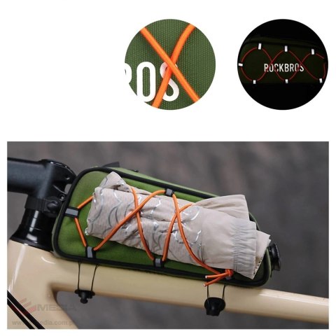 Torba rowerowa Rockbros TL004 ROAD TO SKY 0,7 l na ramę wodoodporna - zielona