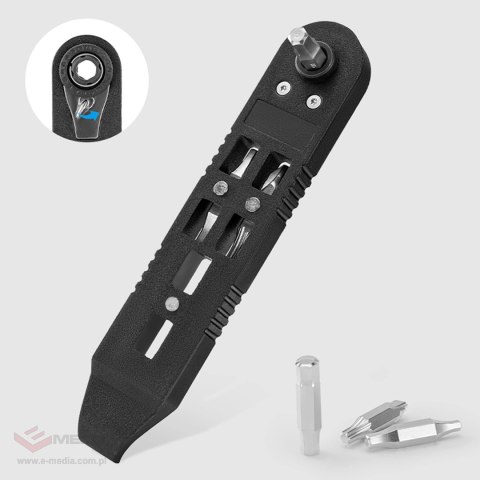 Zestaw kluczy Wozinsky WZK-L2 14w1 narzędzia rowerowe multitool imbusy łyżki do opon - czarny