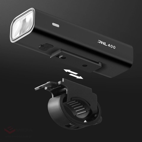 Zestaw lampek rowerowych Wozinsky WSBLB2 przednia (400 lm) USB-C i tylna USB micro - czarny