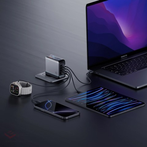 Ładowarka sieciowa Cuktech AD1204U 120 W z wyświetlaczem i kablem USB-C - srebrna