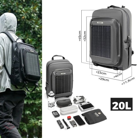 Plecak rowerowy Rockbros H51 Plecak z panelem solarnym - czarny