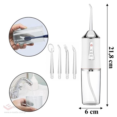 1600 x Irygator do Zębów Bezprzewodowy Dentystyczny Mocny 4 Dysze 3 Tryby 230 ml