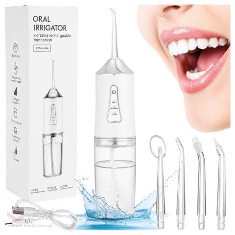 1600 x Irygator do Zębów Bezprzewodowy Dentystyczny Mocny 4 Dysze 3 Tryby 230 ml