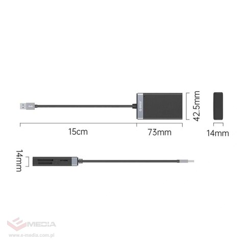 Czytnik kart pamięci Orico CL4D-A3 USB-A 3.0 SD microSD CF MS 5 Gb/s - czarno-srebrny