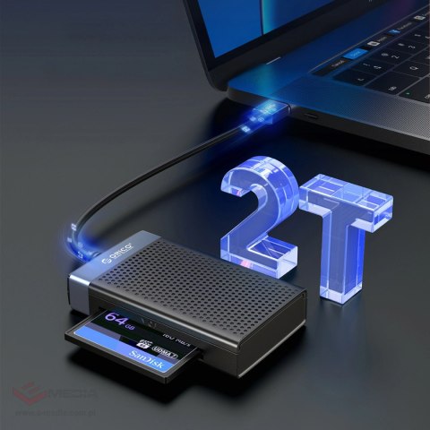 Czytnik kart pamięci Orico CL4D-A3 USB-A 3.0 SD microSD CF MS 5 Gb/s - czarno-srebrny