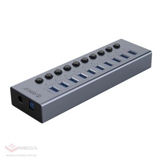 Hub Orico BT2U3-10AB 10x USB-A 3.0 z włącznikami - szary