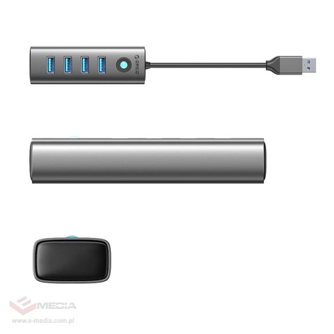 Hub Orico PDD4U-U3 4x USB-A 3.0 - szary