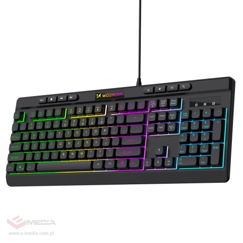 Klawiatura przewodowa Wozinsky WKG-1044 gamingowa membranowa z podświetleniem RGB - czarna