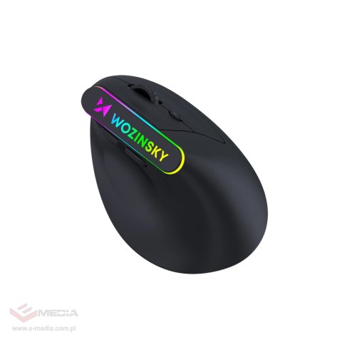 Mysz bezprzewodowa Wozinsky WMG-1164 gamingowa pionowa ergonomiczna 3600 DPI z podświetleniem RGB - czarna