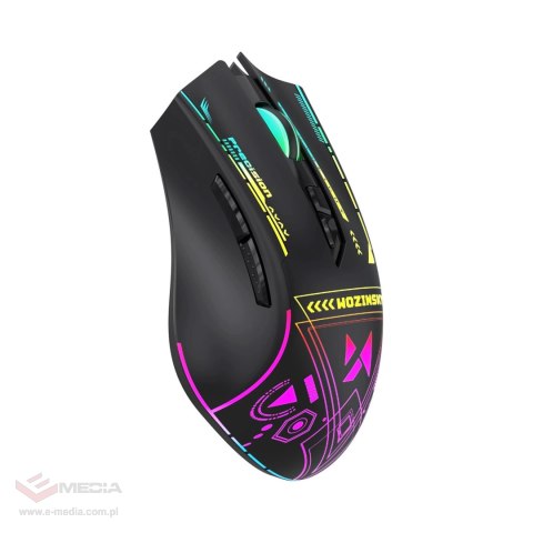 Mysz bezprzewodowa Wozinsky WMGB-3200 gamingowa optyczna z wbudowanym akumulatorem 3200 DPI z oświetleniem RGB - czarna