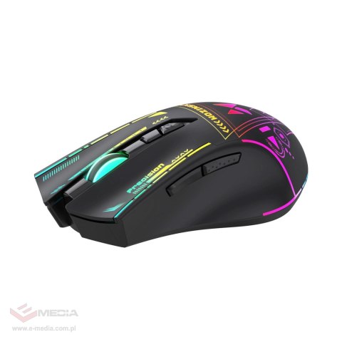 Mysz bezprzewodowa Wozinsky WMGB-3200 gamingowa optyczna z wbudowanym akumulatorem 3200 DPI z oświetleniem RGB - czarna