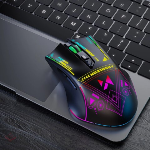 Mysz bezprzewodowa Wozinsky WMGB-3200 gamingowa optyczna z wbudowanym akumulatorem 3200 DPI z oświetleniem RGB - czarna