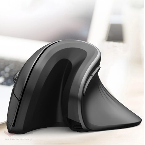 Mysz bezprzewodowa Wozinsky WWM-1076 pionowa ergonomiczna 3600 DPI - czarna