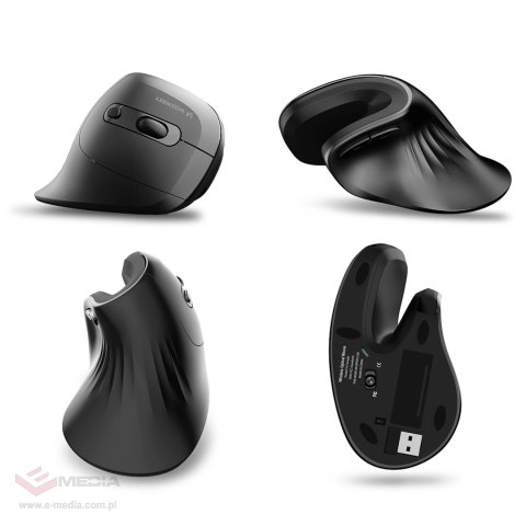 Mysz bezprzewodowa Wozinsky WWM-1076 pionowa ergonomiczna 3600 DPI - czarna