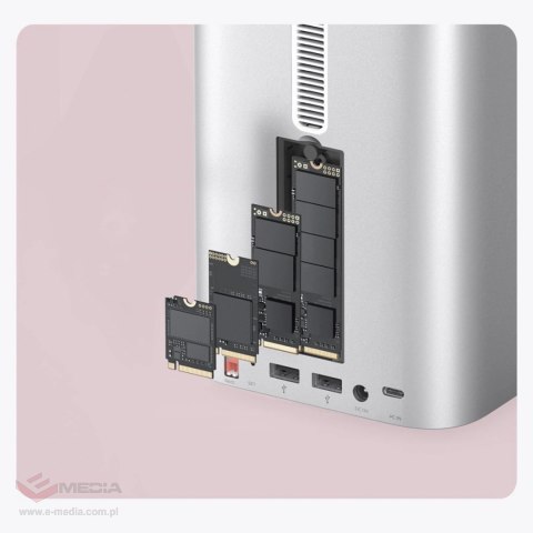 Stacja dokująca Orico MiniTower z kieszeniami na dyski twarde do 56TB - srebrna