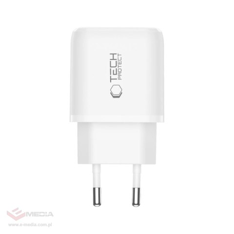 Ładowarka sieciowa Tech-Protect NCA45W-GAN 2-Porty USB-C / USB-A 45W - biała