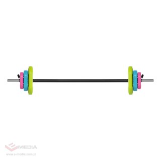 Sztanga składana z obciążeniem bitumicznym, gryf 140cm, zestaw treningowy 20kg, REBEL ACTIVE