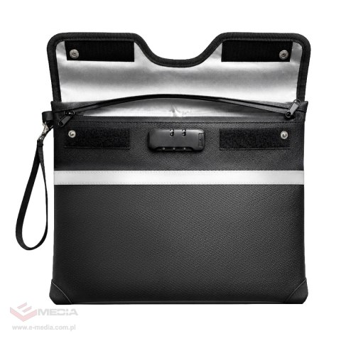 Torba ognioodporna RFID OTN-38 na dokumenty z zamkiem szyfrowym 37,5 x 29,5 cm - czarna