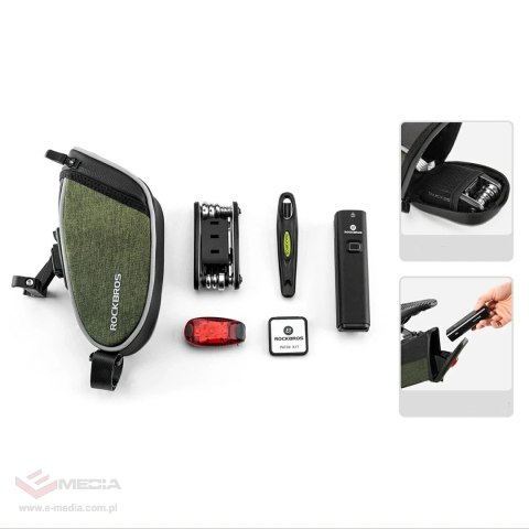 Torba podsiodłowa Rockbros C52-2 lekka z oświetleniem 250 mAh - zielona