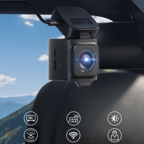 Wideorejestrator Baseus PrimeTrip VD1 Pro kamera samochodowa 4K z kamerą tylną 1080p i zestawem zasilania - czarny