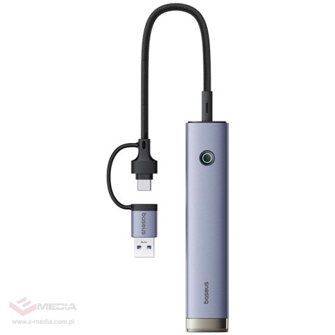 Hub USB-A/USB-C Baseus UltraJoy Series 4xUSB-A 3.0 1xUSB-C 5V - szary