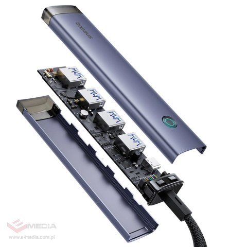 Hub USB-A/USB-C Baseus UltraJoy Series 4xUSB-A 3.0 1xUSB-C 5V - szary