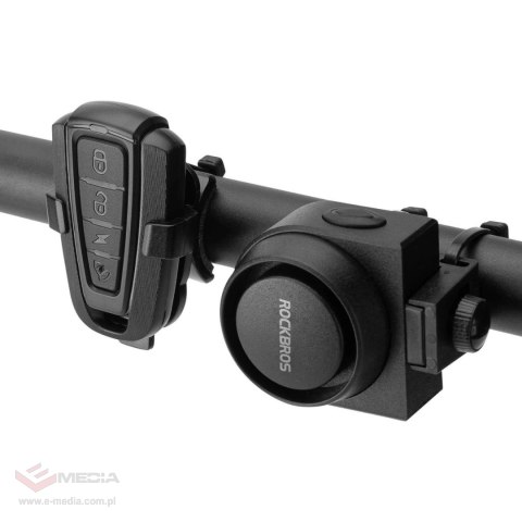 Dzwonek rowerowy Rockbros A2 z alarmem 115 dB z pilotem USB-C - czarny