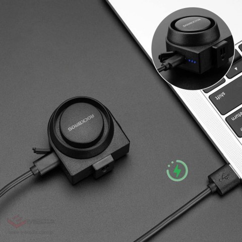 Dzwonek rowerowy Rockbros A2 z alarmem 115 dB z pilotem USB-C - czarny