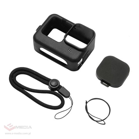 Etui Puluz silikonowe do GoPro HERO12 HERO11 HERO10 HERO9 Black z osłoną obiektywu i paskiem (czarne)