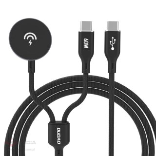 Ładowarka 2 w 1 Dudao A12MaxC PD60W do Apple Watch / USB-C 1,2m - czarna