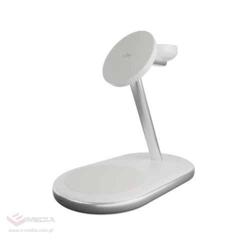 Ładowarka bezprzewodowa 3 w 1 Puro Mag Station Qi2 kompatybilna z MagSafe - biała
