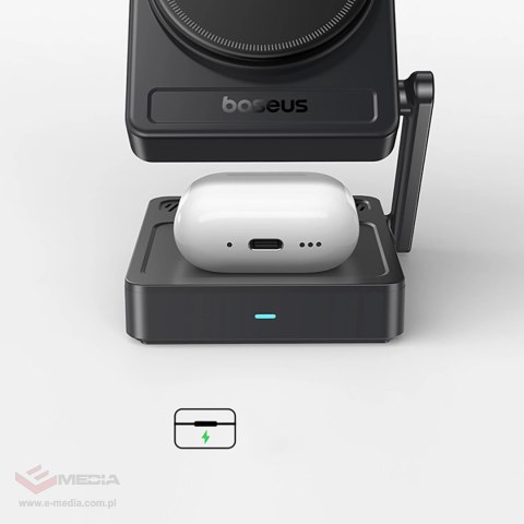 Ładowarka bezprzewodowa Baseus PicoGo AF21 3w1 Qi2.2 35W z kablem USB-C 1m - czarna