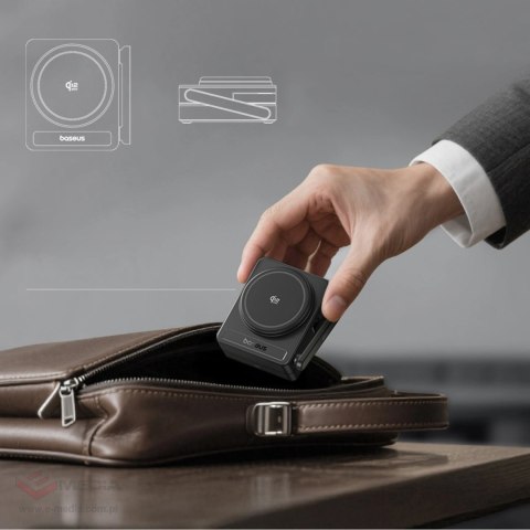 Ładowarka bezprzewodowa Baseus PicoGo AF21 3w1 Qi2.2 35W z kablem USB-C 1m - czarna