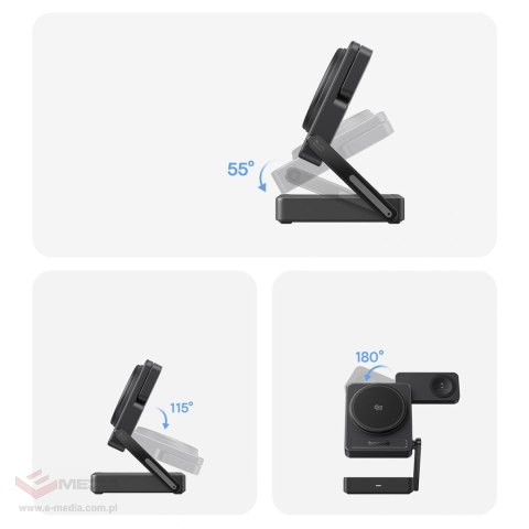 Ładowarka bezprzewodowa Baseus PicoGo AF21 3w1 Qi2.2 35W z kablem USB-C 1m - czarna