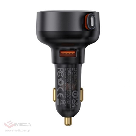 Ładowarka samochodowa Baseus Enjoyment Pro 55W USB-A ze zwijanym kablem Lightning - czarna