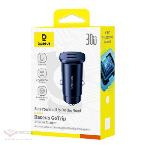 Ładowarka samochodowa Baseus GoTrip 2 x USB-C 30W - czarna