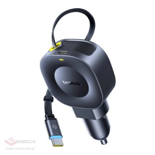 Ładowarka samochodowa Baseus PrimeTrip VR2 30W + 30W ze zwijanym kablem USB-C - czarna