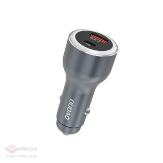 Ładowarka samochodowa Dudao R4Ultra 120W Power Delivery Quick Charge LED USB-A USB-C - szary