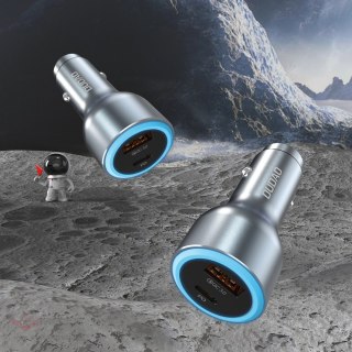 Ładowarka samochodowa Dudao R4Ultra 120W Power Delivery Quick Charge LED USB-A USB-C - szary