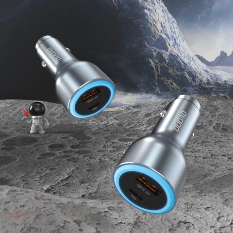 Ładowarka samochodowa Dudao R4Ultra 120W Power Delivery Quick Charge LED USB-A USB-C - szary