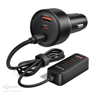 Ładowarka samochodowa Orico ChargeClip 108W 2x USB-A + 4x USB-C z klipsem - czarna