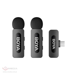 Mikrofony BOYA BY-V20 V2.0 bezprzewodowe 2.4GHz - czarne