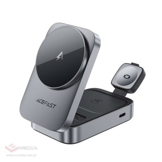 Stacja ładująca Acefast E22 3w1 bezprzewodowa indukcyjna kompatybilna z MagSafe - szara