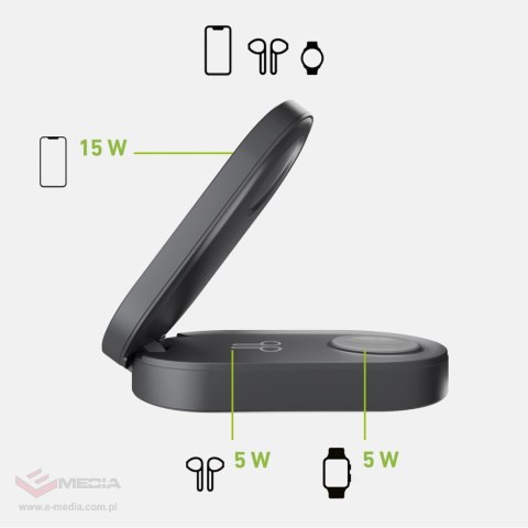 Stacja ładująca SBS składana 3w1 bezprzewodowa QI2 MFI - Made for iPhone - czarna