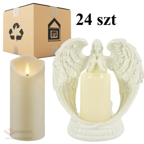 24 x Figurka Dekoracyjna Świecznik Świeca Ozdoba Anioł Aniołek Led Święta Ogród 21cm