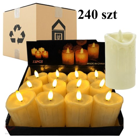 240x Świeczka Led Wkład do ZNicza Efekt Płomienia Świeca 11cm Zestaw Baterie