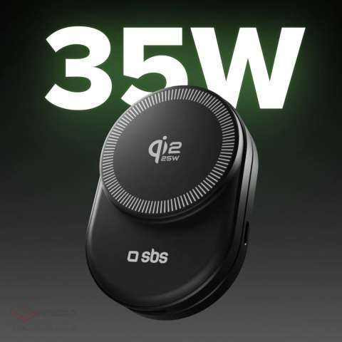 Stacja ładująca SBS Qi2.2 25W indukcyjna 3w1 składana z certyfikatem MFI - czarna